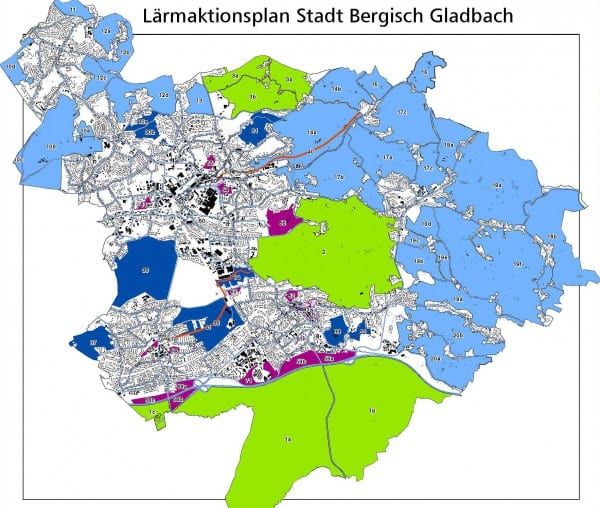 Karte: ruhige Gebiete in Bergisch Gladbach