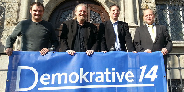 Die Führungsmannschaft der Demokrative14: Fabian Schütz, Klaus Graf, Hendrik Sonnenberg, Thomas  Obermeier 
