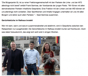 Bildschirmfoto eines Beitrags in GL Aktuell, für die Samirae (Mitte) verantwortlich zeichnet.