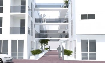 Überdachte Brücken verbinden die Baukörper. Foto: AK Baukultur