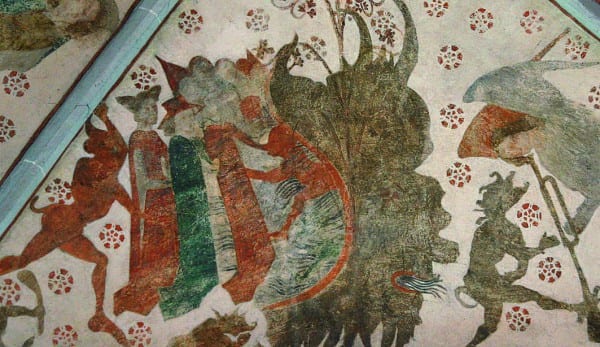 Wandgemälde in der Kirche in Wiedennest 