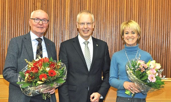 Landrat Hermann -Josef Tebroke mit den neuen Dezernenten Aggi Thieme und Gerd Wölwer