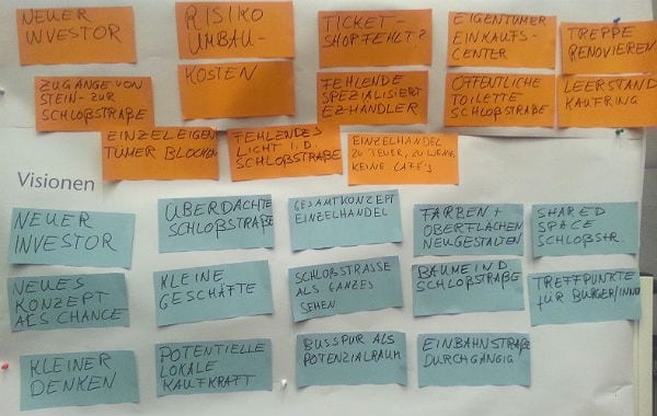 Das fällt den Bürger zu Bensbergs Schwächen (orange) und Bensbergs Potenzial (blau) ein