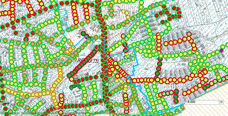 Die Lichtpunkte in Refrath. Foto: Screenshot Geoportal