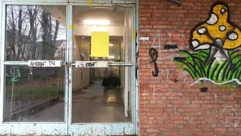 Der Hintereingang zum Nordtrakt des NCG in Bergisch Gladbach vor der Sanierung